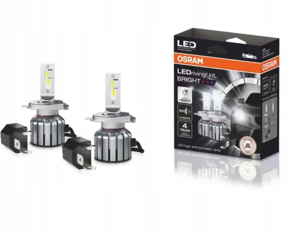 Zestaw dwóch żarówek LEDriving HL BRIGHT OSRAM H4/H19 do świateł drogowych i mijania.