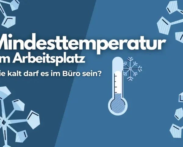 Mindesttemperatur am Arbeitsplatz: Ein Thermometer und Schneeflocken symbolisieren, wie kalt es im Büro sein darf.