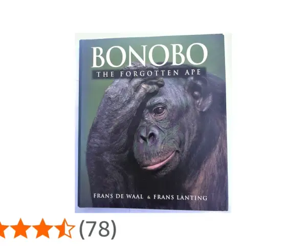 Okładka książki "Bonobo: The Forgotten Ape" z wizerunkiem małpy.