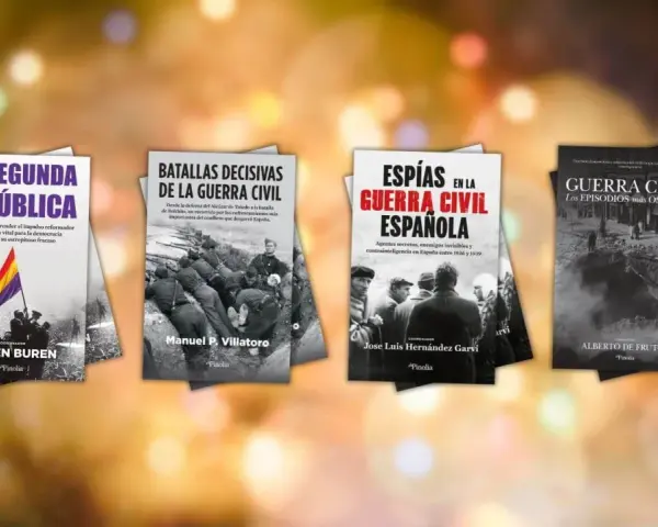 Libros sobre la guerra civil española resumen: "La Segunda República", "Batallas Decisivas", "Espías en la Guerra Civil Española" y "Guerra Civil: Los Episodios más Oscuros".