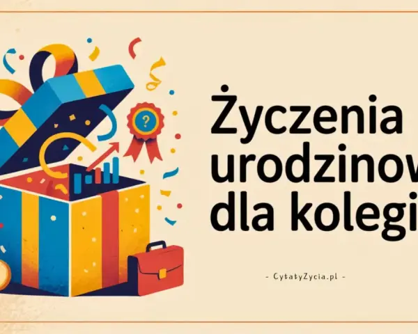 Kolorowy prezent z konfetti i wykresami, symbolizujący fajne życzenia urodzinowe dla kolegi.