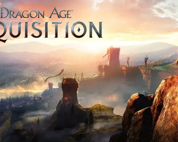 Un guerrero observa un castillo al amanecer, listo para aplicar trucos de Dragon Age Inquisition.