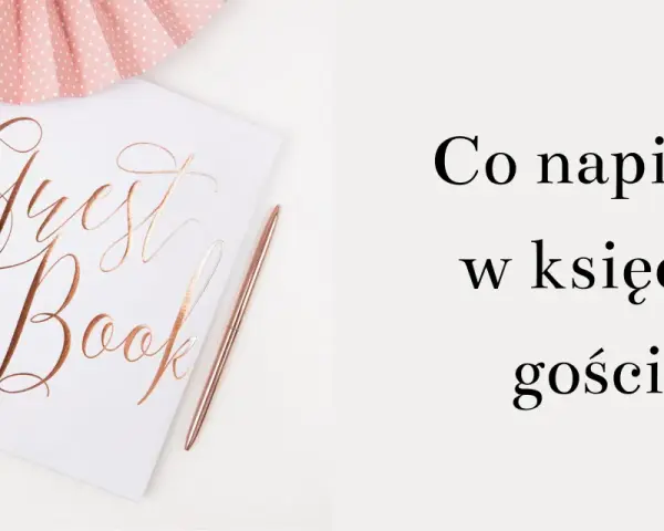 Elegancka księga gości z napisem "Guest Book" i długopisem. Idealna na zapisanie wspomnień i cytatów z wyjątkowych chwil.