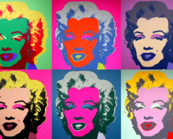 Marilyn Monroe en colores vibrantes, un clásico del pop art de Andy Warhol.