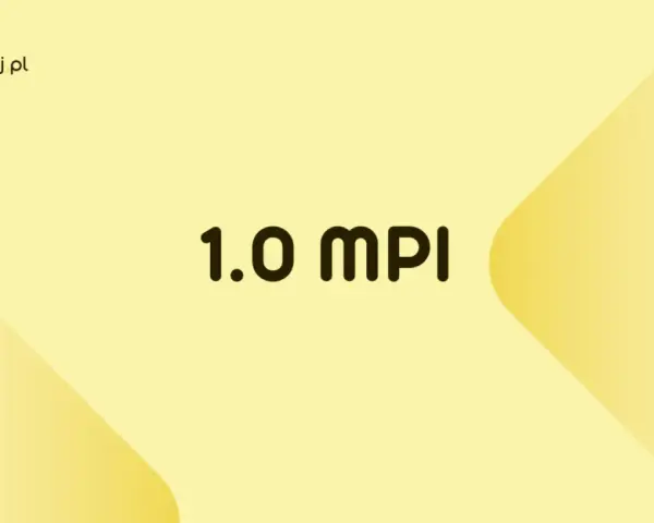Logo JakiOlej.pl i napis "1.0 MPI" na żółtym tle.