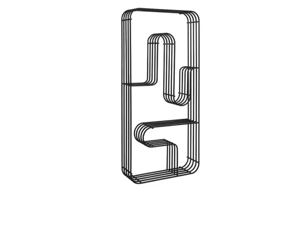Svart, stilren AYTM tidningsställ i metall med en unik, böljande design som påminner om en kaktus. Perfekt för att förvara tidningar och magasin.