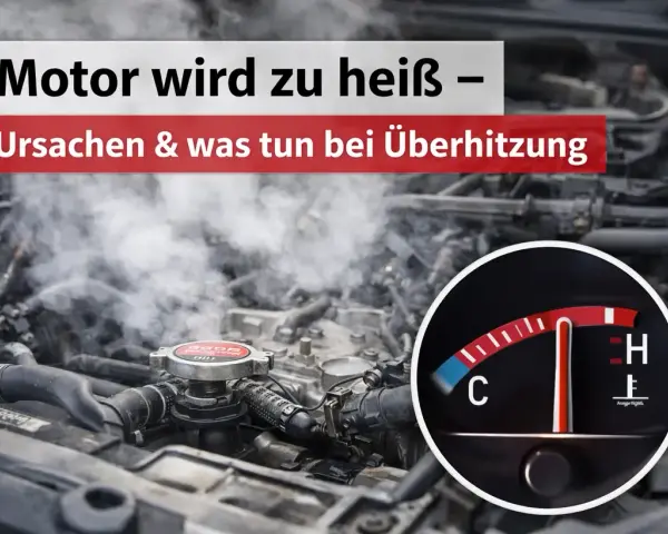 Rauchender Motor, weil die **Motortemperatur zu hoch** ist. Der Temperaturanzeiger steht im roten Bereich.