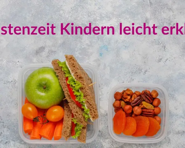 Gesunde Snacks für die Fastenzeit: Apfel, Karotten, Sandwich, Nüsse und Trockenfrüchte. Warum fasten?