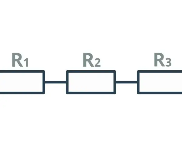 Schemat obwodu elektrycznego: trzy rezystory R1, R2, R3 połączone szeregowo.