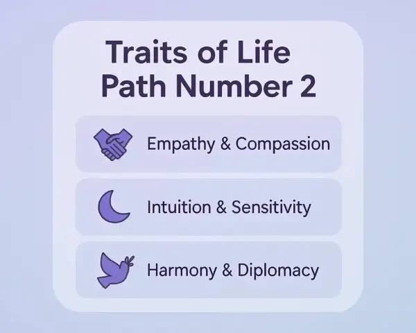 Cechy ścieżki życia numerologiczna 2: empatia, intuicja i harmonia.