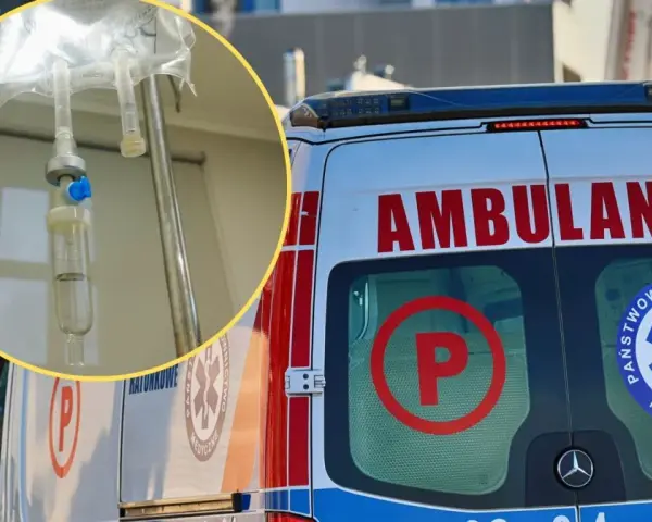 Kroplówka w ambulatorium, a obok karetka. Może to być nagły przypadek podczas urlop na żądanie Holandia.