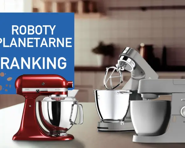 Ranking robotów planetarnych: czerwony KitchenAid Artisan i szare Kenwood Chef XL w kuchni.