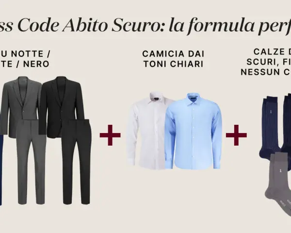 Abito scuro, camicie chiare e calze scure: la formula perfetta per distinguere il formale dall'informale.
