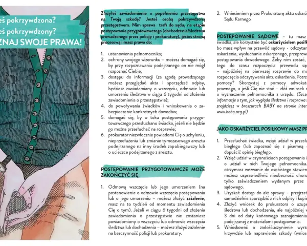 Pokrzywdzona osoba ma prawa w postępowaniu przygotowawczym: ustanowienie pełnomocnika, ochronę wizerunku, dostęp do informacji i inne.