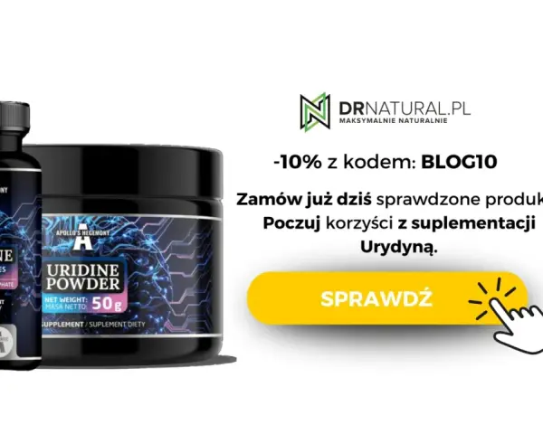Dwa opakowania suplementu diety z urydyną: kapsułki i proszek. Zamów i poczuj korzyści z suplementacji urydyną.