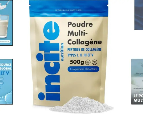Poudre multi-collagène pour une peau éclatante, des cheveux et des ongles forts. Le collagène est essentiel pour le bien-être global.