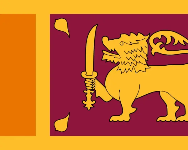 Flaga Sri Lanki z lwem i mieczem. Planujesz podróż? Sprawdź, czy potrzebna jest wiza Sri Lanka.