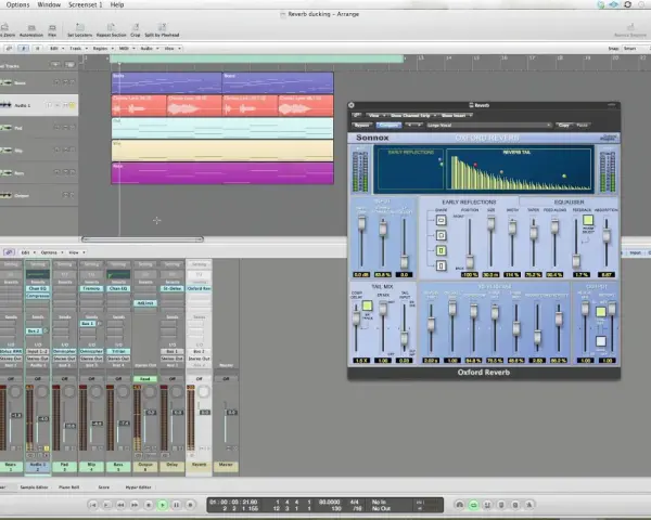 Wtyczka Oxford Reverb w Logic Pro. Widzimy ustawienia pogłosu, co to jest reverb i jak go używać w miksie.
