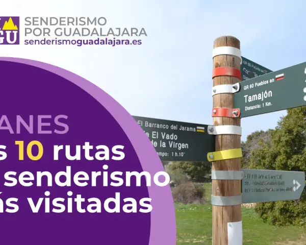 Señalización de rutas de senderismo cerca de Guadalajara capital. Descubre las 10 rutas más visitadas.