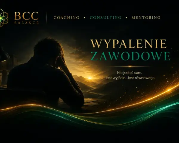 Mężczyzna zmagający się z wypaleniem zawodowym, siedzący przy biurku. Nadzieja i równowaga są możliwe.