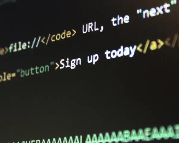 Fragment kodu html z przyciskiem "Sign up today".