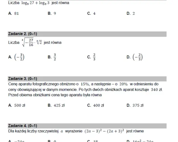 Matura matematyka 2023: Struktura arkusza, zadania, punkty