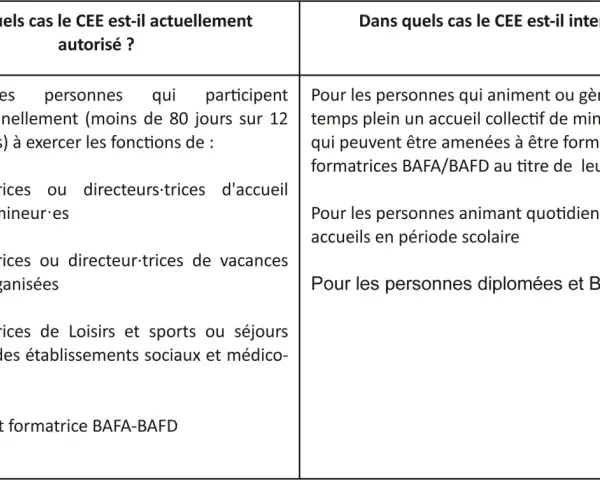 Contrat d'engagement éducatif fonction publique territoriale : cas autorisés pour animateurs occasionnels, formateurs BAFA/BAFD. Cas interdits pour gestionnaires à temps plein, animateurs scolaires quotidiens.