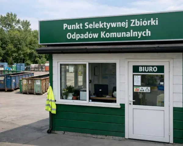 Punkt selektywnej zbiórki odpadów komunalnych. Tutaj dowiesz się, gdzie wyrzucić panele podłogowe i inne odpady.