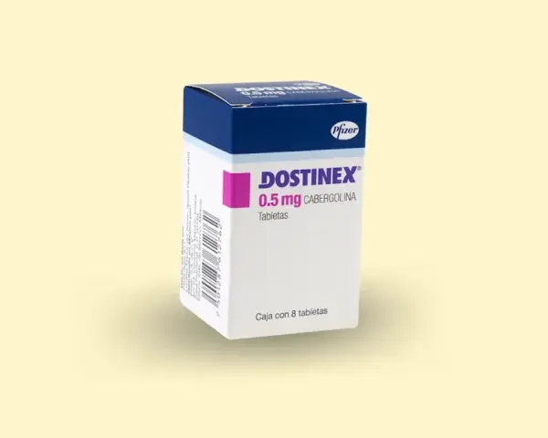 Opakowanie leku Dostinex 0.5 mg, zawierające tabletki na zatrzymanie laktacji.