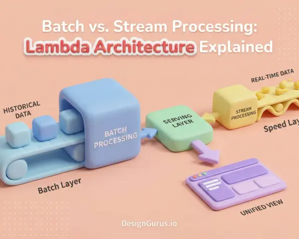 Die Lambda-Architektur erklärt: Historische Daten werden im Batch verarbeitet, Echtzeitdaten im Speed Layer, beide fließen in die Serving Layer für eine einheitliche Ansicht.