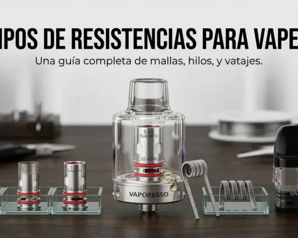 Resistencias para vaper, hilos y herramientas de coil master en exhibición.