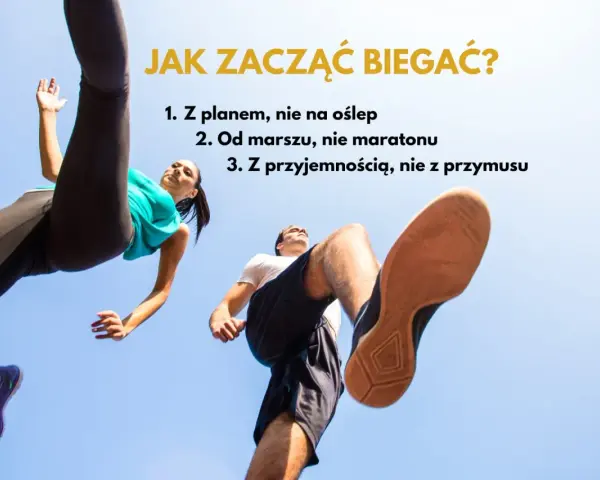 Jak zacząć biegać? Z planem, od marszu i z przyjemnością. Dwie osoby w ruchu, widok z dołu.