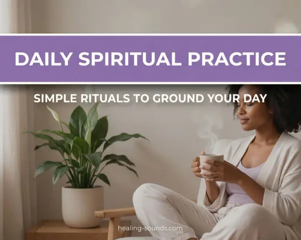 A woman enjoys a warm drink, embodying daily spiritual practice with simple rituals to ground her day.