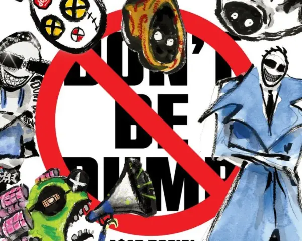 Stylizowana grafika z napisem "DON'T BE DUMB" i postaciami, zapowiadająca asap rocky new album.