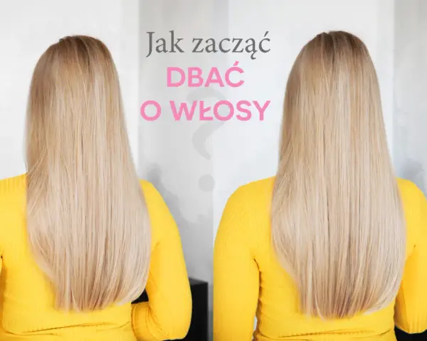 Dwie fryzury blondynki. Po lewej włosy wyglądają na zniszczone, po prawej są lśniące i zdrowe. Dowiedz się, jak dbać o włosy, by osiągnąć taki efekt.