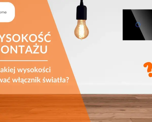 Pytanie: na jakiej wysokości włącznik światła zamontować? Miarka i znaki zapytania sugerują wątpliwości co do idealnej wysokości.