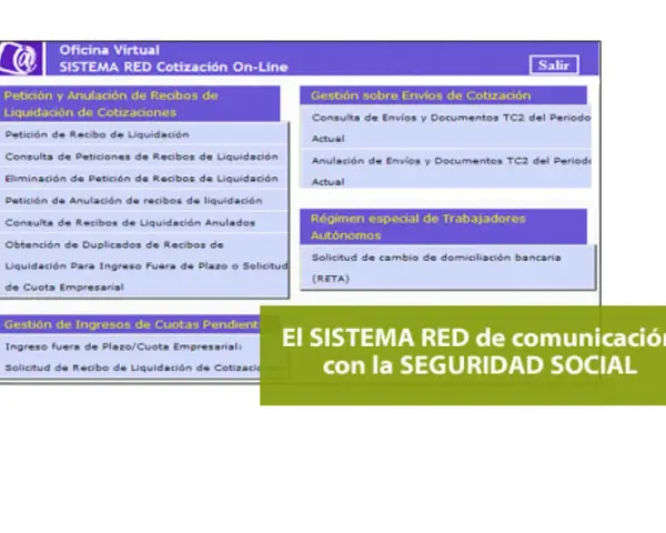 Interfaz de "Sistema RED Cotización On-Line" para gestionar recibos, envíos y cuotas, mostrando que es el CCC de una empresa.