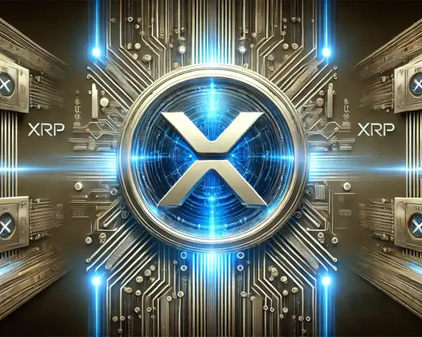 Centralny symbol XRP otoczony futurystyczną elektroniką. Dowiedz się, jak kupić XRP i dołącz do rewolucji kryptowalut.