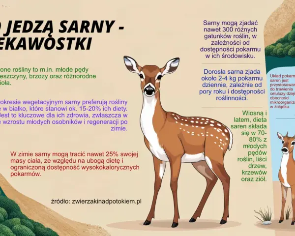 Sarny jedzą młode pędy dębów, leszczyny, trawy i zioła. Ich dieta wiosną i latem to 70-80% roślin, liści drzew i krzewów.