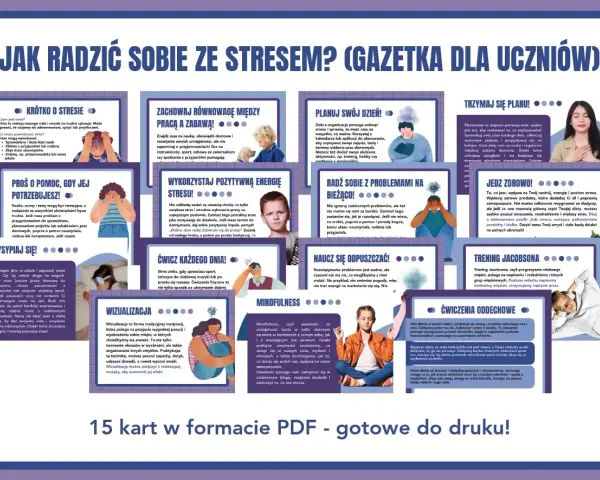 Gazetka dla uczniów "Jak radzić sobie ze stresem?" - stres karta pracy z poradami i ćwiczeniami.