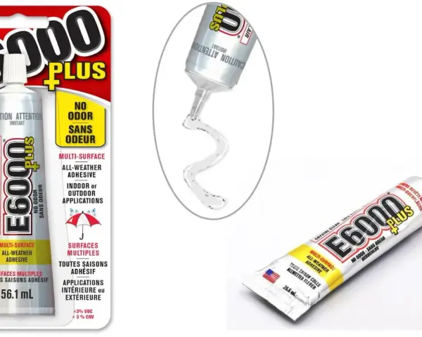 E6000 Plus glue is a versatile, all-weather adhesive for indoor or outdoor applications. This crystal clear, no-odor formula is perfect for crafts and repairs.