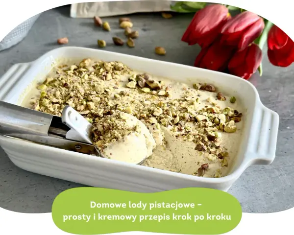 Domowe lody pistacjowe, kremowe i pyszne, posypane orzechami. Idealne na deser.