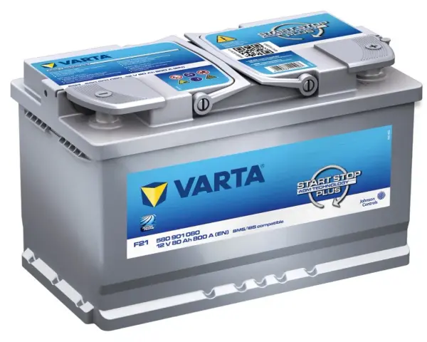 Akumulator Varta AGM, jeden z rodzajów akumulatorów, z technologią Start-Stop Plus.