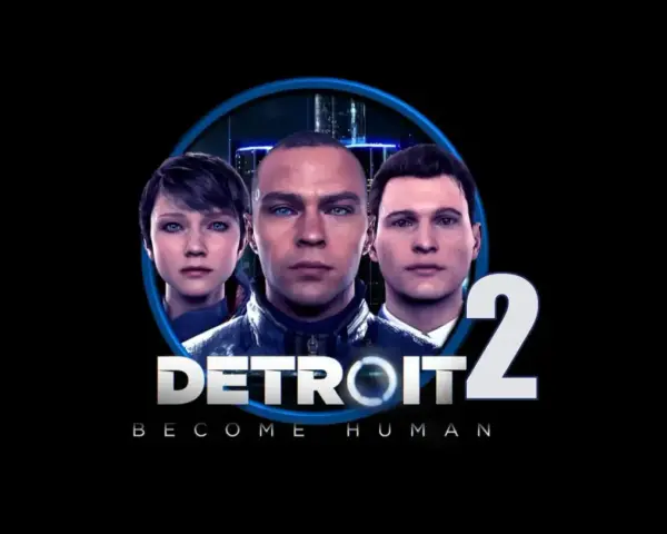 Los rostros de Kara, Markus y Connor en el logo de Detroit Become Human 2.