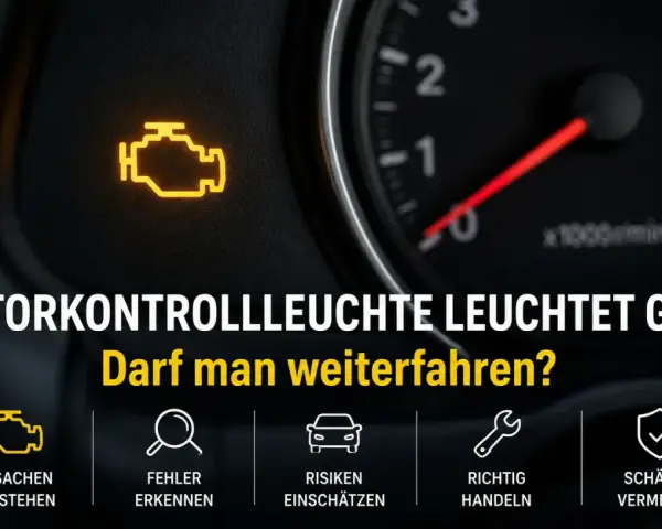 Gelbe Motorkontrollleuchte leuchtet: Darf man mit Motorkontrollleuchte fahren? Infos zu Ursachen, Risiken & richtigem Handeln.