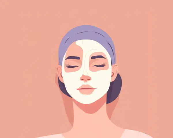 Donna con maschera viso, un trattamento rilassante che sfrutta gli acidi per il viso per una pelle luminosa.
