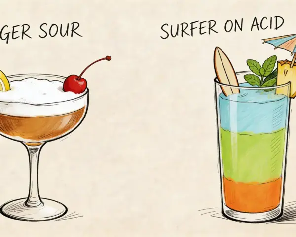 Jägermeister drink przepis: Jäger Sour z cytryną i wiśnią oraz Surfer on Acid z ananasem i miętą.