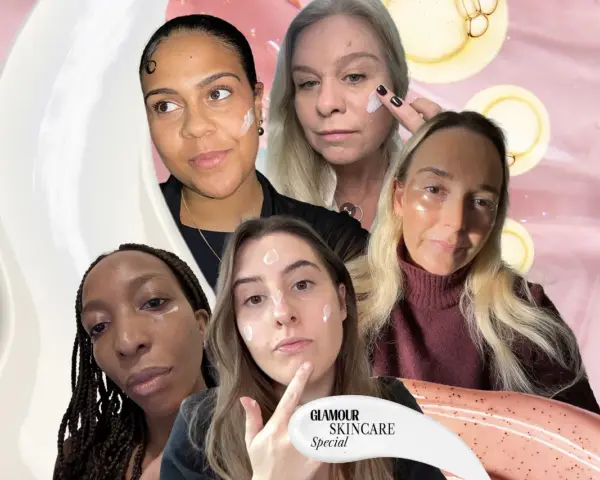 Five women of different ages and ethnicities apply skincare, showcasing that beauty and self-care are timeless.