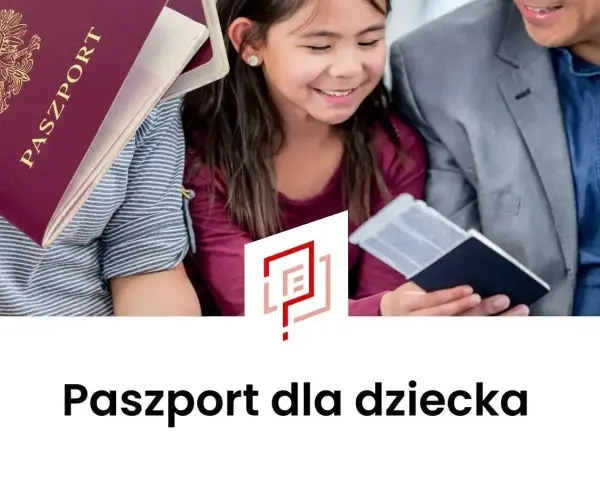 Rodzina z paszportem dla dziecka, gotowa na podróż.