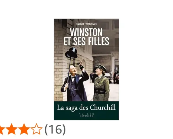 Winston Churchill et ses filles, une histoire de famille. La couverture du livre montre Winston Churchill jouant avec un chapeau et une jeune femme en uniforme.
